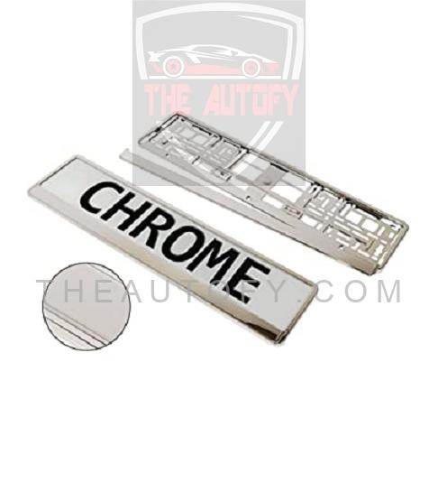 UK Style Long Number Plate Frame Chrome | Pair